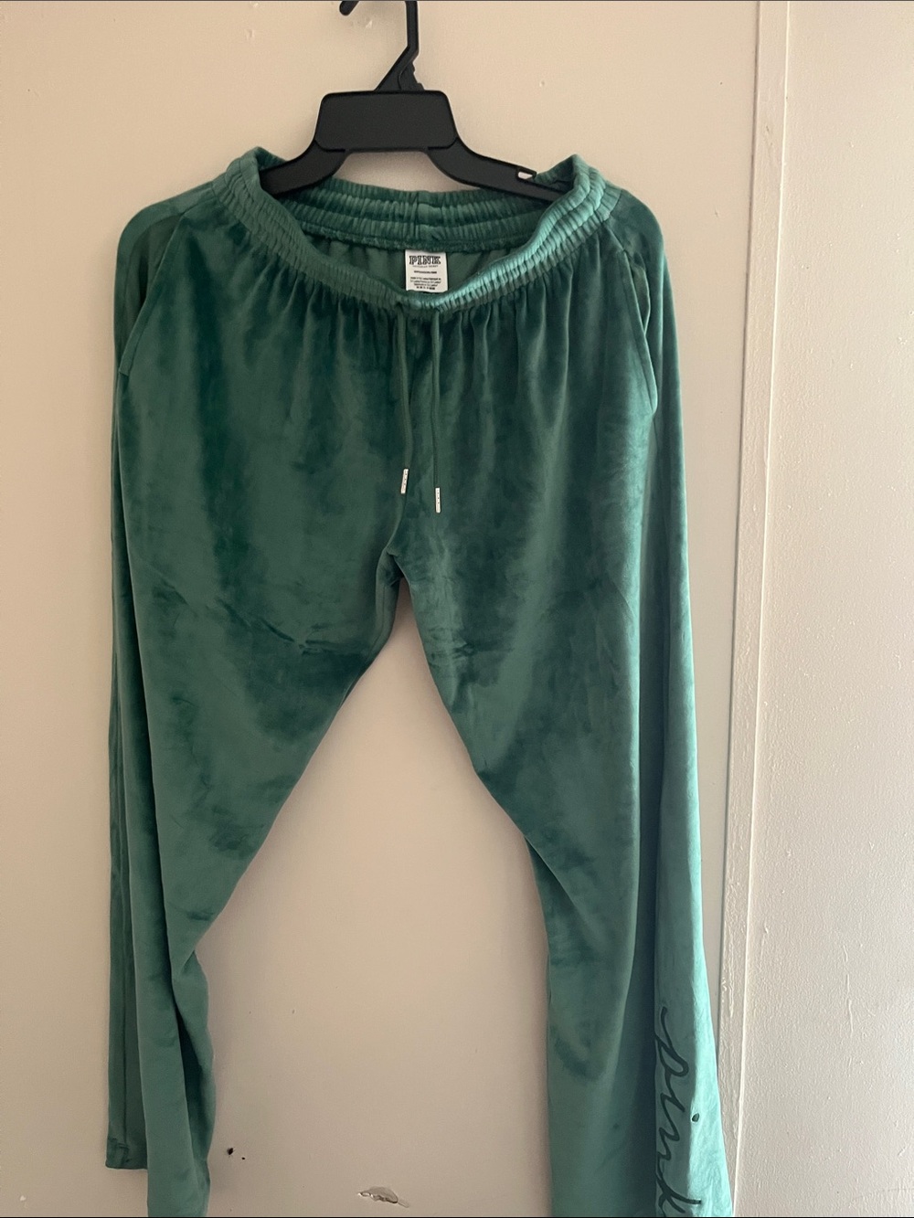 PINK Victoria's Secret Teal Green Velour Joggers